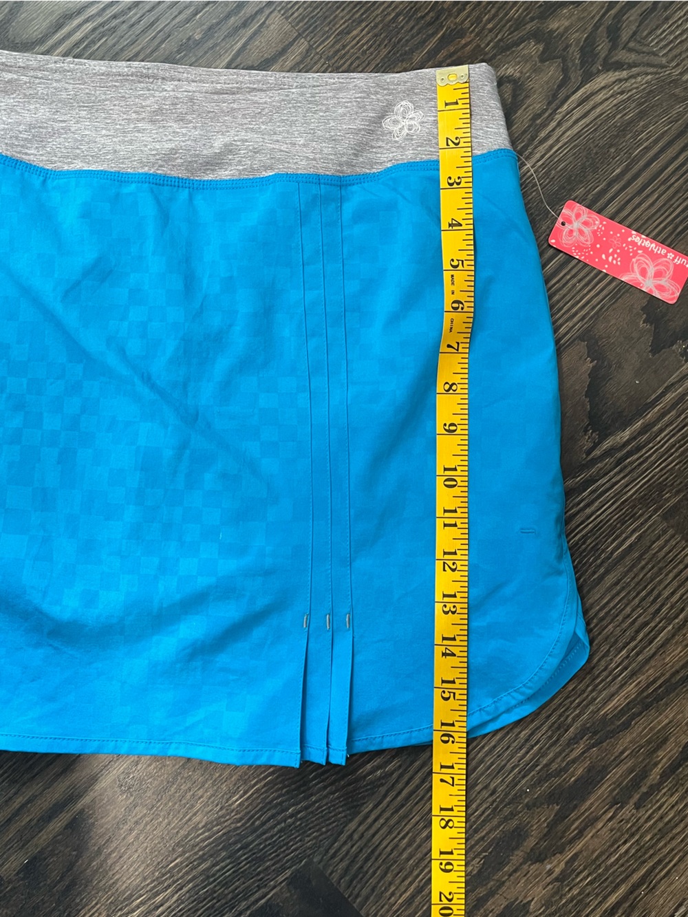 NWT Tuff Athletics Checkered Blue Skort Gray Waistband Size M Athleisure - Picture 4 of 10